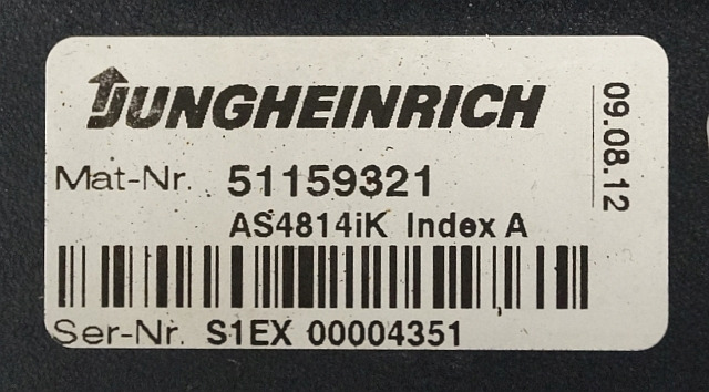Jungheinrich 51159321 | Rij/hef regeling drive/lifting controller AS4814Ik Index - ECU for Material handling equipment: picture 4 Jungheinrich 51159321 | Rij/hef regeling drive/lifting controller AS4814Ik Index - ECU for Material handling equipment: picture 4