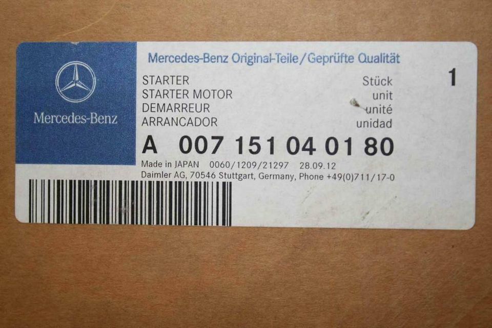 Mercedes Benz Starter 24 V A007151040180 - Starter: picture 1 Mercedes Benz Starter 24 V A007151040180 - Starter: picture 1