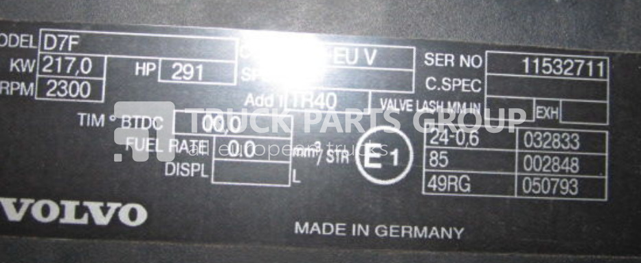 VOLVO FL7, FM, RENAULT MIDLUM DXI engine DXI7, D7E, D7F, 290 HP, 240 H engine - Engine for Truck: picture 2 VOLVO FL7, FM, RENAULT MIDLUM DXI engine DXI7, D7E, D7F, 290 HP, 240 H engine - Engine for Truck: picture 2