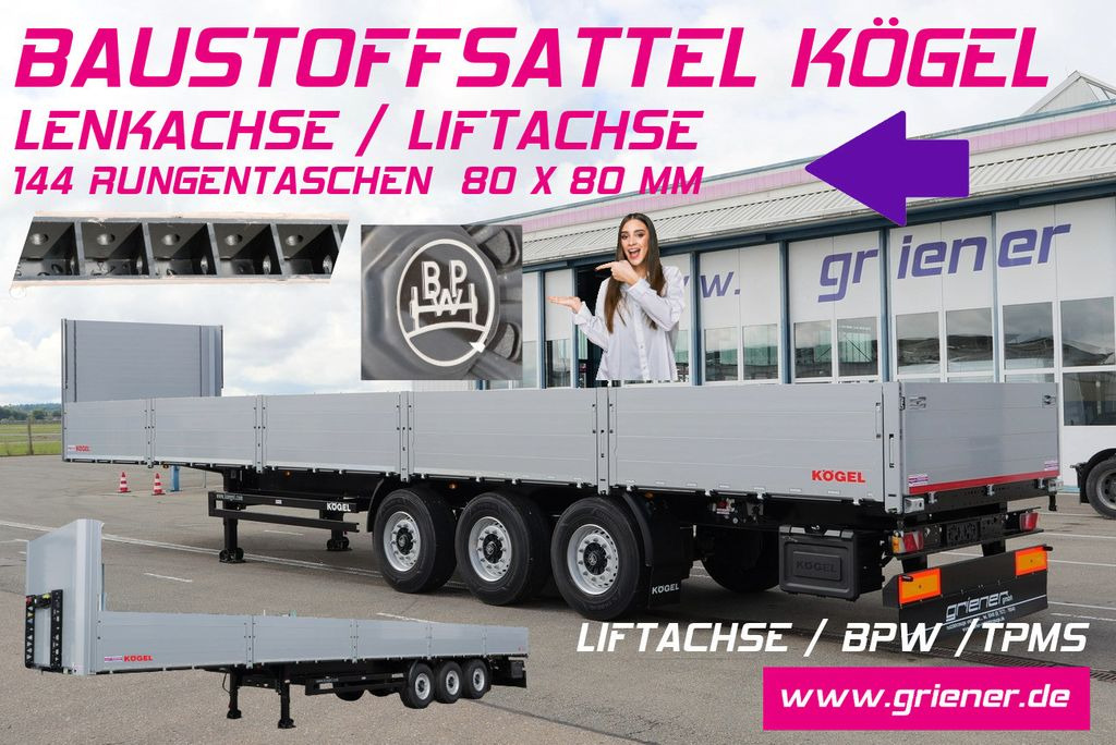 Kögel SN24/ BW 800 mm/144 x rungent. BPW/ LENKACHSE - Dropside/ Flatbed semi-trailer: picture 1 Kögel SN24/ BW 800 mm/144 x rungent. BPW/ LENKACHSE - Dropside/ Flatbed semi-trailer: picture 1