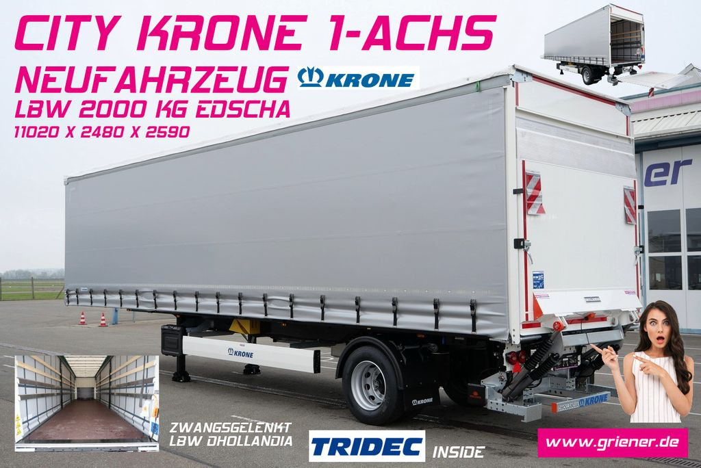 Krone SEP 10 CITY GARDINE KRONE 1-achs TRIDEC LBW Krone SEP 10 CITY GARDINE KRONE 1-achs TRIDEC LBW - Curtainsider semi-trailer: picture 1 Krone SEP 10 CITY GARDINE KRONE 1-achs TRIDEC LBW Krone SEP 10 CITY GARDINE KRONE 1-achs TRIDEC LBW - Curtainsider semi-trailer: picture 1