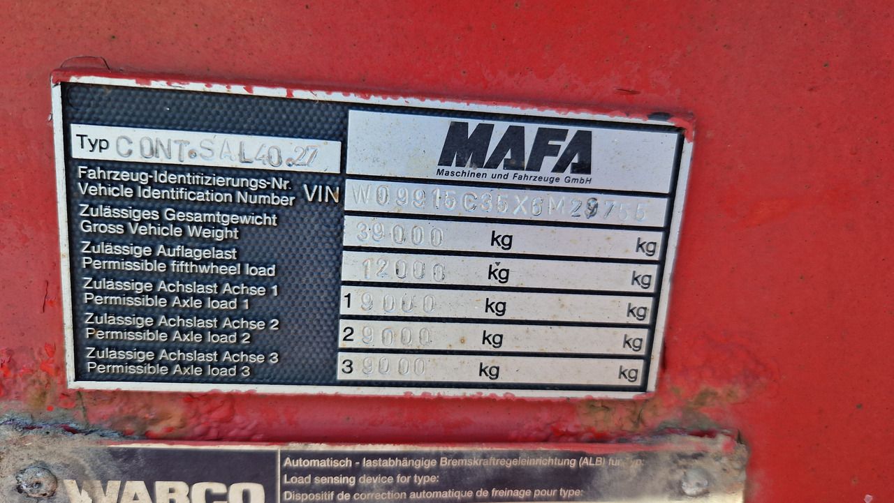 Container transporter/ Swap body semi-trailer MAFA 20.30.40. ft Containerchassis: picture 15 Container transporter/ Swap body semi-trailer MAFA 20.30.40. ft Containerchassis: picture 15