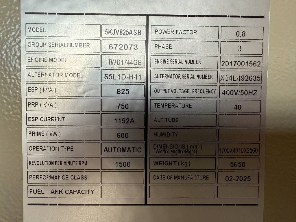 Volvo TWD1744GE - 825 kVA Generator - DPX-18886 - Generator set: picture 5 Volvo TWD1744GE - 825 kVA Generator - DPX-18886 - Generator set: picture 5
