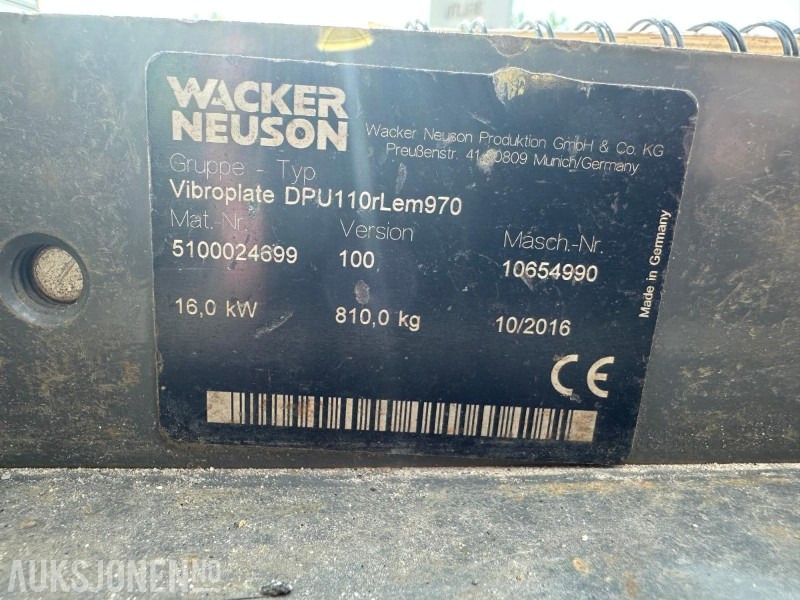 2016 Wacker Neuson DPU110rLem970 - 142 timer - VIBROPLATE - Roller: picture 2 2016 Wacker Neuson DPU110rLem970 - 142 timer - VIBROPLATE - Roller: picture 2