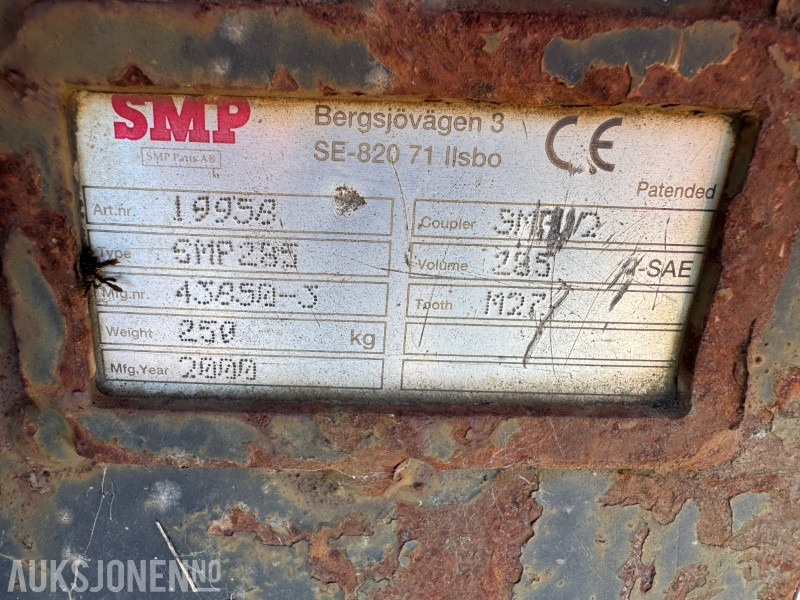 2000 SMP graveskuffe med tenner. S50 feste, 285 liter - Attachment for Construction machinery: picture 4 2000 SMP graveskuffe med tenner. S50 feste, 285 liter - Attachment for Construction machinery: picture 4