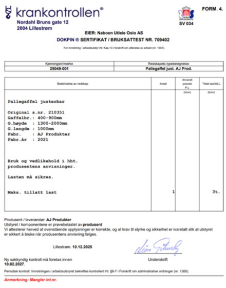 Pallegafler til håndtering av paller med kran / Kapasitet 3000 kg - Attachment for Construction machinery: picture 3 Pallegafler til håndtering av paller med kran / Kapasitet 3000 kg - Attachment for Construction machinery: picture 3