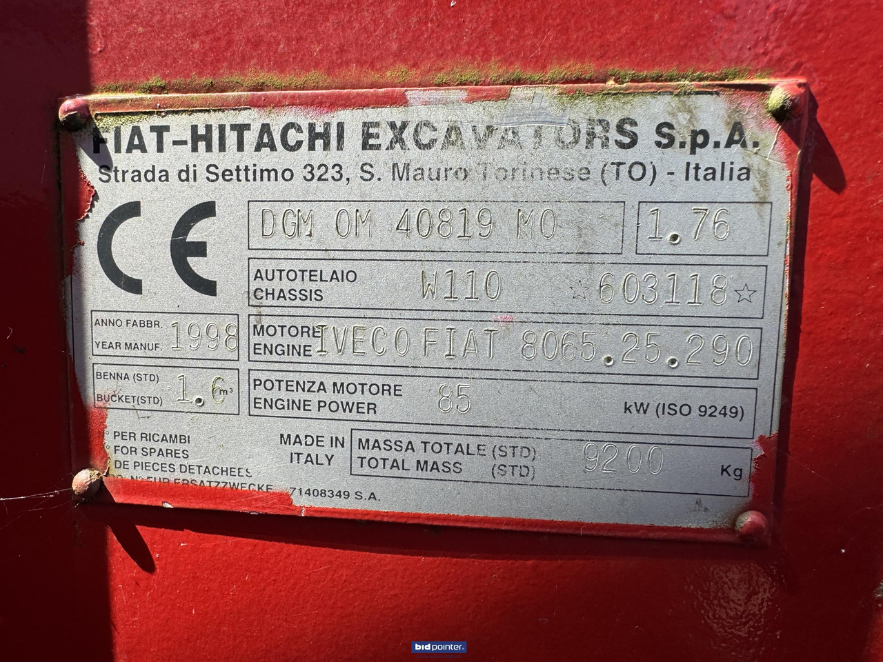 Fiat-Hitachi W110 - Wheel loader: picture 4 Fiat-Hitachi W110 - Wheel loader: picture 4