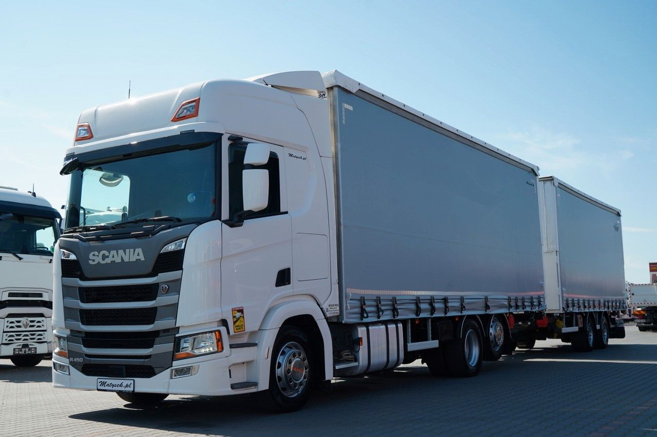 Scania R 450 / ZESTAW TANDEM 120 M3 / PRZEJAZDOWY / OŚ - Curtainsider truck: picture 1 Scania R 450 / ZESTAW TANDEM 120 M3 / PRZEJAZDOWY / OŚ - Curtainsider truck: picture 1