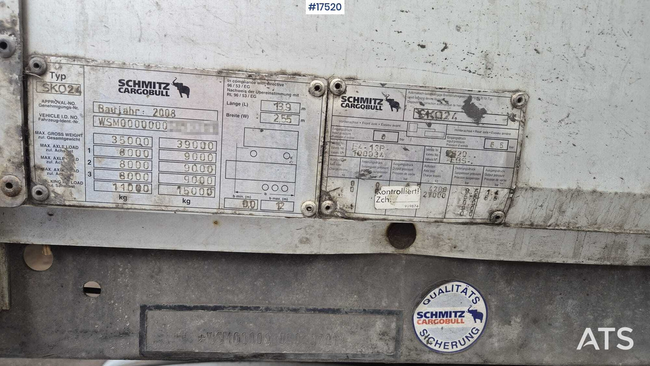 Semi-trailer truck, isothermal SCHMITZ CARGOBULL AG / SKO 24 (2008) - Curtainsider semi-trailer: picture 3 Semi-trailer truck, isothermal SCHMITZ CARGOBULL AG / SKO 24 (2008) - Curtainsider semi-trailer: picture 3