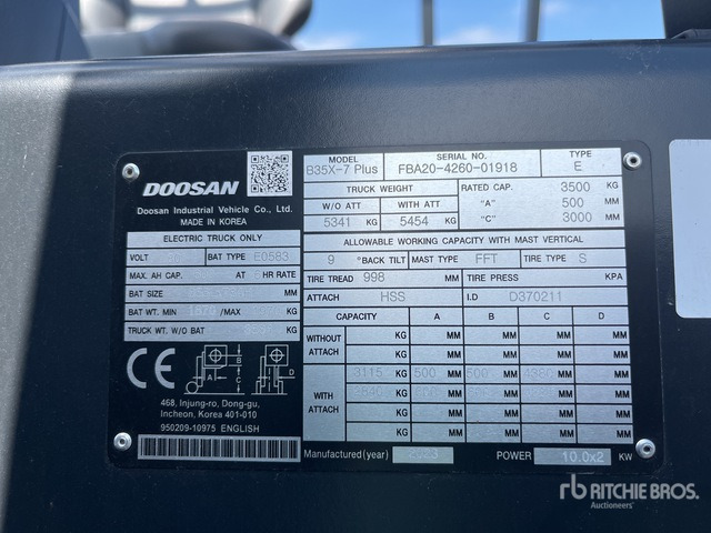 2023 Doosan B35X-7 PLUS (Unused) Electric Forklift - Electric forklift: picture 3 2023 Doosan B35X-7 PLUS (Unused) Electric Forklift - Electric forklift: picture 3
