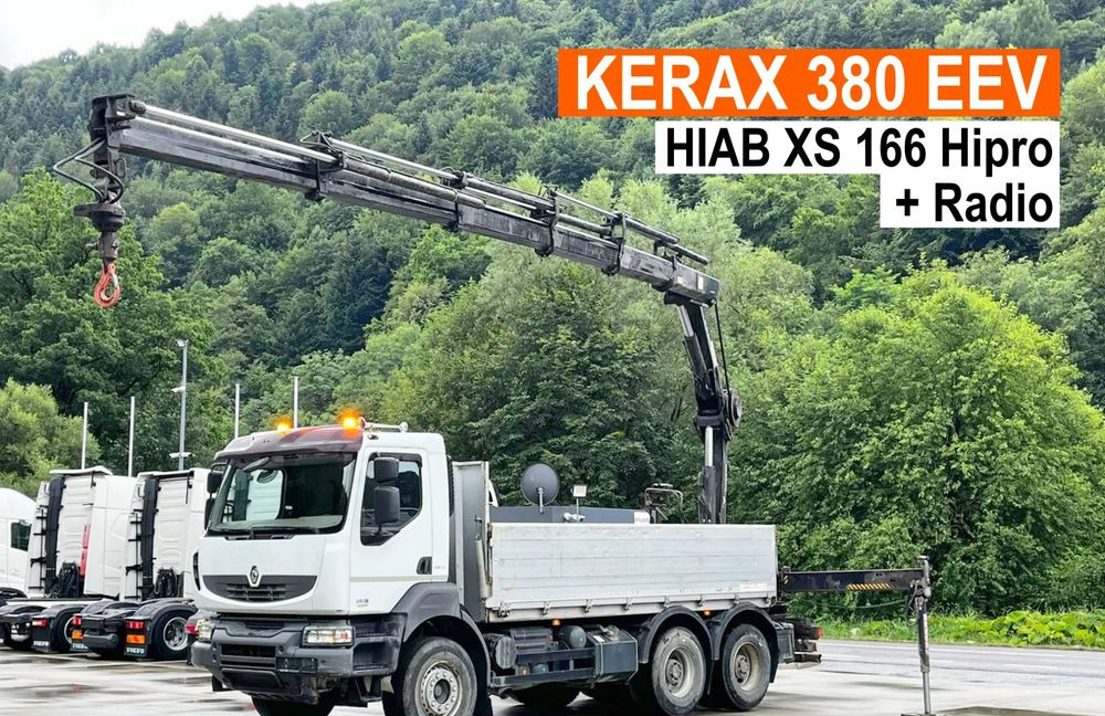 Renault Kerax 380 EEV // Skrzynia Burtowa // HIAB XS166 Hipro + Radio // Zwolnice // // - Dropside/ Flatbed truck, Crane truck: picture 1 Renault Kerax 380 EEV // Skrzynia Burtowa // HIAB XS166 Hipro + Radio // Zwolnice // // - Dropside/ Flatbed truck, Crane truck: picture 1