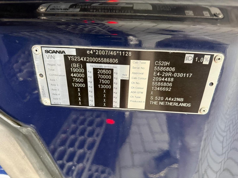 Tractor unit Scania S520 VOLLUCHT, ALCOA, 6 LUCHT BALGEN, LEER.: picture 20 Tractor unit Scania S520 VOLLUCHT, ALCOA, 6 LUCHT BALGEN, LEER.: picture 20