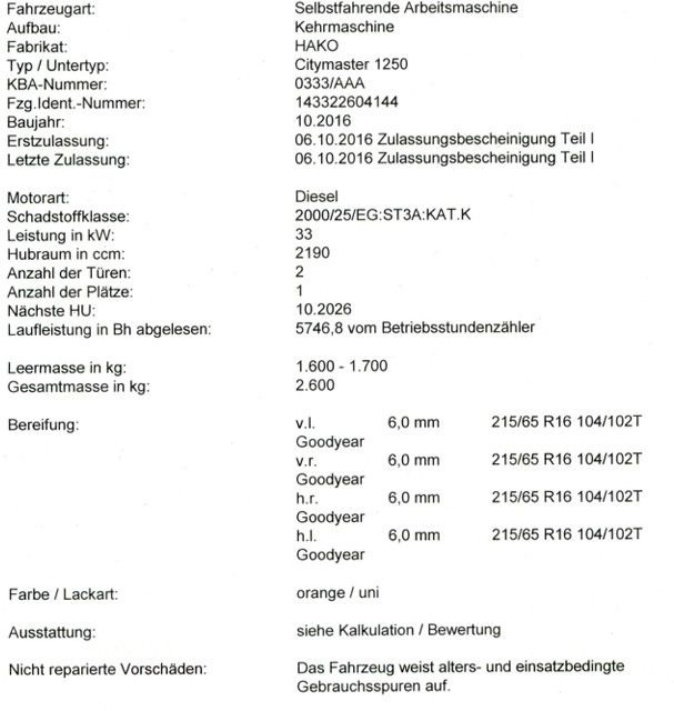 Hako Citymaster 1250 Kehrmaschine - Road sweeper: picture 2 Hako Citymaster 1250 Kehrmaschine - Road sweeper: picture 2