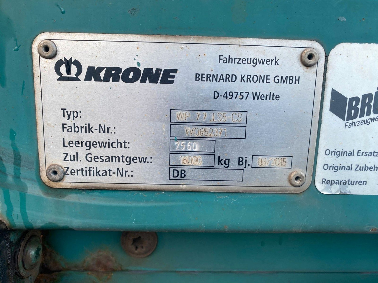 Krone WP 7.7. LS5-CS Wechselbrücke 7,82m - Container transporter/ Swap body semi-trailer: picture 4 Krone WP 7.7. LS5-CS Wechselbrücke 7,82m - Container transporter/ Swap body semi-trailer: picture 4
