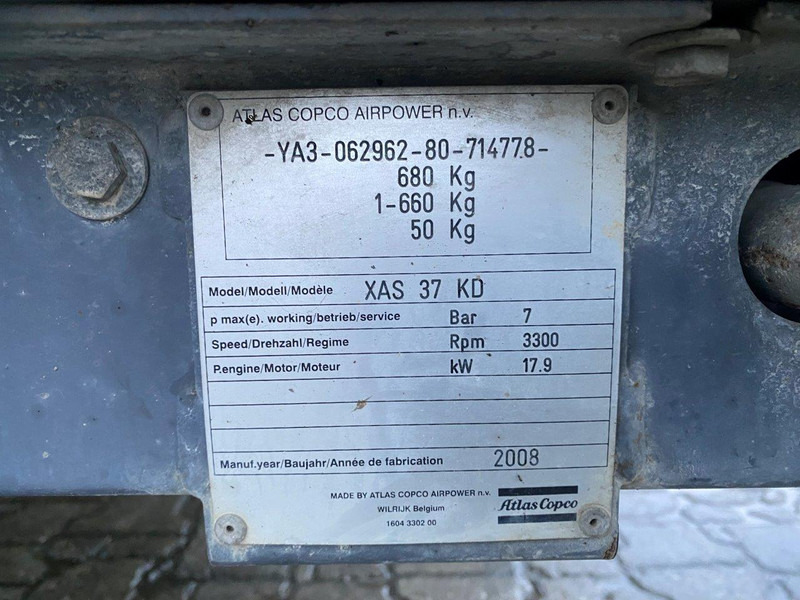 Atlas-Copco XAS 37 kd NVT - Air compressor: picture 5 Atlas-Copco XAS 37 kd NVT - Air compressor: picture 5