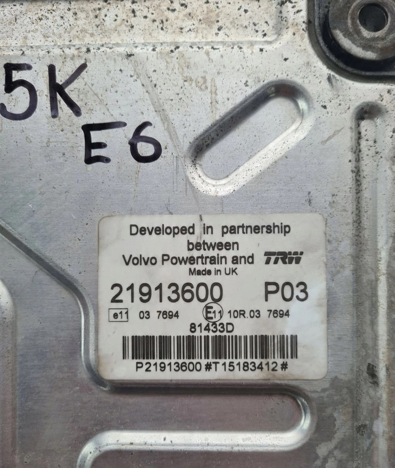 KASETA KOMPUTER SILNIKA RENAULT GAMA D VOLVO FL EURO 6 21913600 P02 21913600 P03 - ECU: picture 5 KASETA KOMPUTER SILNIKA RENAULT GAMA D VOLVO FL EURO 6 21913600 P02 21913600 P03 - ECU: picture 5