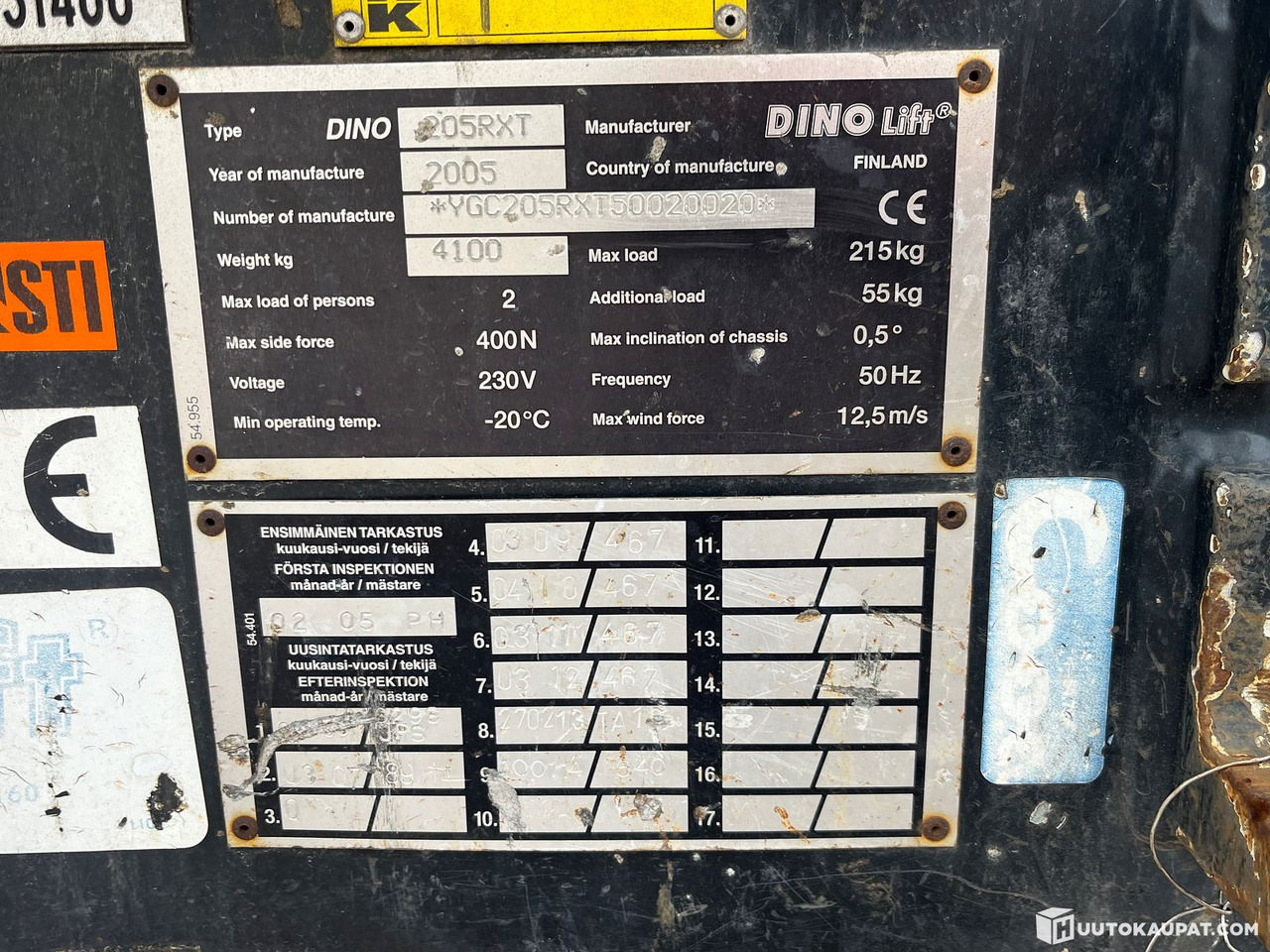 Dino 205RXT, Kuukulkija henkilönostin, Kymppi voimassa vuoteen 2029, Korjattavaksi, 2005, Vantaa - Trailer mounted boom lift: picture 5 Dino 205RXT, Kuukulkija henkilönostin, Kymppi voimassa vuoteen 2029, Korjattavaksi, 2005, Vantaa - Trailer mounted boom lift: picture 5