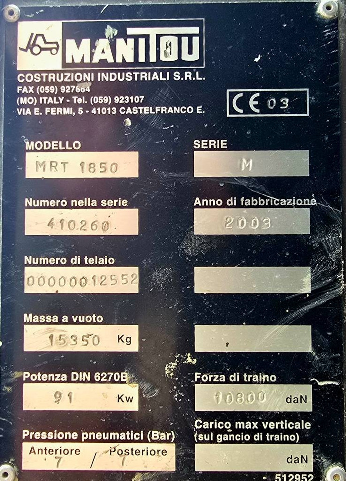 Telescopic handler Manitou MRT 1850 M: picture 9