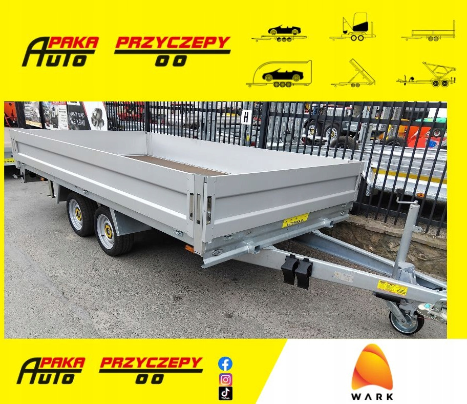Platforma przyczepa 4x2 WARK dmc 2700 + burty / Platform trailer 4x2 WARK GVW 2700 + sides - Dropside/ Flatbed trailer: picture 1 Platforma przyczepa 4x2 WARK dmc 2700 + burty / Platform trailer 4x2 WARK GVW 2700 + sides - Dropside/ Flatbed trailer: picture 1