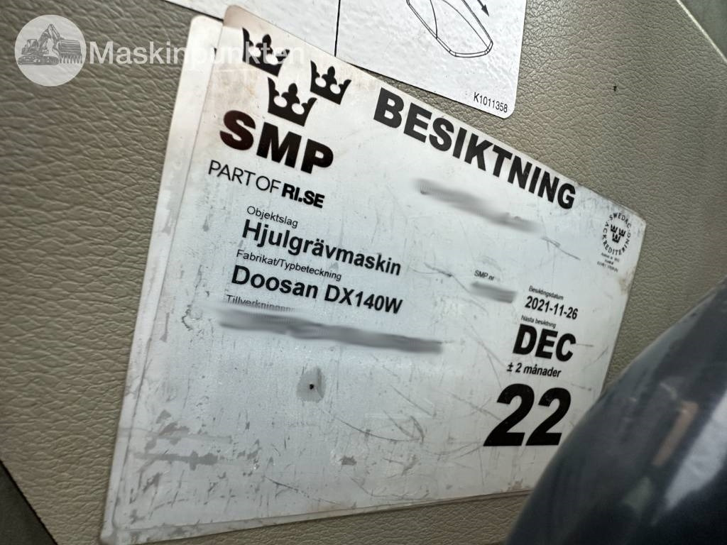 Wheel excavator Doosan DX 140 W med vagn och redskap: picture 10 Wheel excavator Doosan DX 140 W med vagn och redskap: picture 10