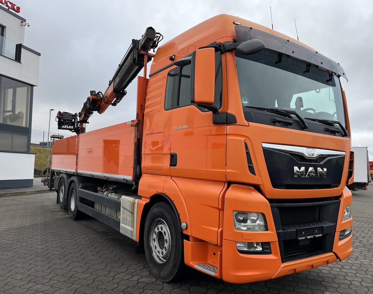 Crane truck, Dropside/ Flatbed truck MAN TGX 26.480 6x2  Atlas 145.2 Baustoff: picture 13