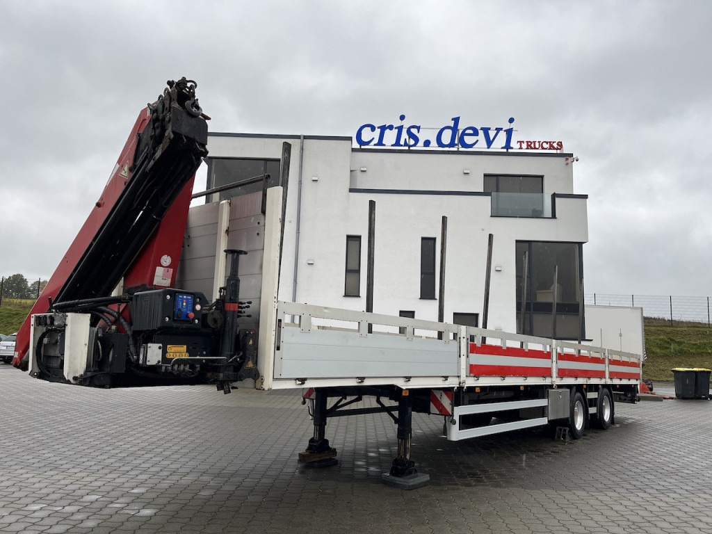 Meusburger MPS-3 mit HMF 1510 K-4 Lenkachse - Dropside/ Flatbed semi-trailer: picture 1 Meusburger MPS-3 mit HMF 1510 K-4 Lenkachse - Dropside/ Flatbed semi-trailer: picture 1