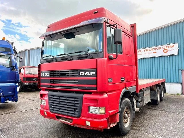 DAF 95-430XF SPACECAB 6x4 FULL STEEL WITH OPEN BODY (EURO 3 / 9.000 KG. FRONT AXLE / FULL STEEL SUSPENSION / REDUCTION AXLES / ZF16 - Dropside/ Flatbed truck: picture 1 DAF 95-430XF SPACECAB 6x4 FULL STEEL WITH OPEN BODY (EURO 3 / 9.000 KG. FRONT AXLE / FULL STEEL SUSPENSION / REDUCTION AXLES / ZF16 - Dropside/ Flatbed truck: picture 1