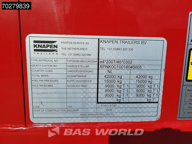 Walking floor semi-trailer Knapen K100 92m3 10mm Waste Cover Liftachse APK 01/26: picture 20