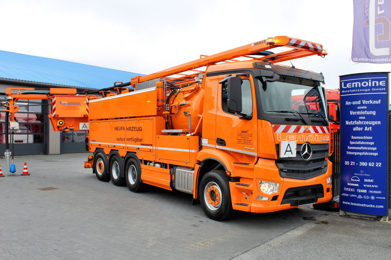 Vacuum truck Mercedes-Benz Arocs 3551 8x4 Müller 16mCanalmaster F160EWA WRG: picture 1