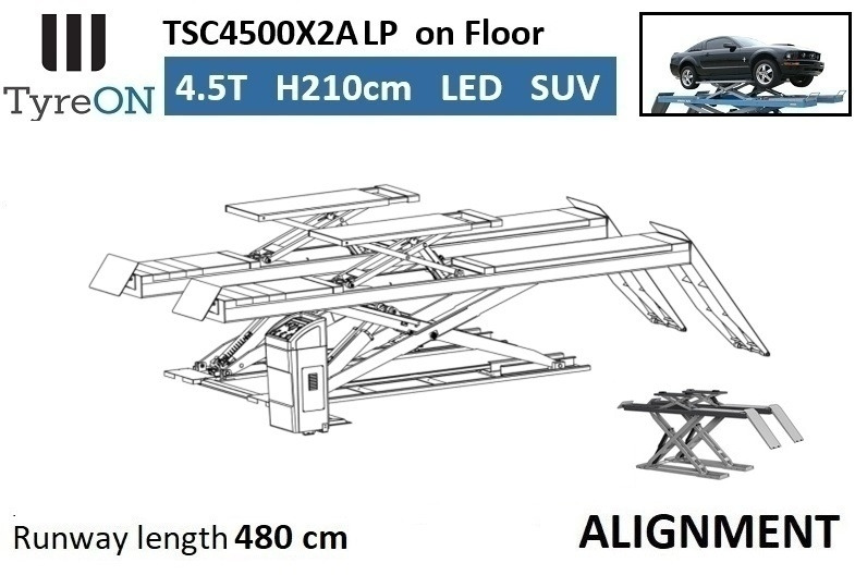 Warehouse equipment TSC4500X2A LP wheel alignment lift - On floor - Free wheel lifting system - 4.8 m led lightened runways (63 cm wide) - 210 cm lifting height -  4.5 T: picture 7