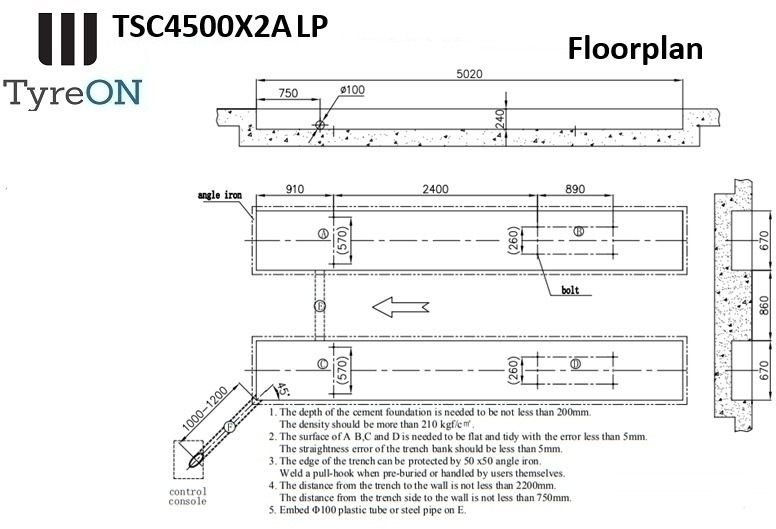 Warehouse equipment TSC4500X2A LP wheel alignment lift - On floor - Free wheel lifting system - 4.8 m led lightened runways (63 cm wide) - 210 cm lifting height -  4.5 T: picture 8