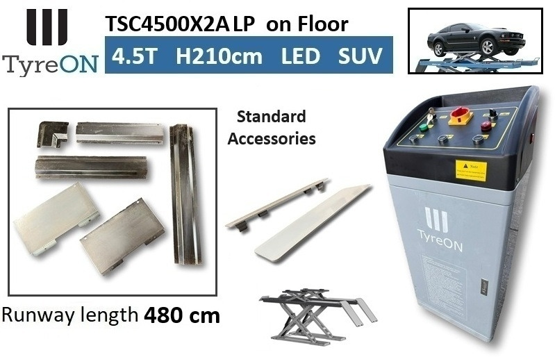 Warehouse equipment TSC4500X2A LP wheel alignment lift - On floor - Free wheel lifting system - 4.8 m led lightened runways (63 cm wide) - 210 cm lifting height -  4.5 T: picture 6