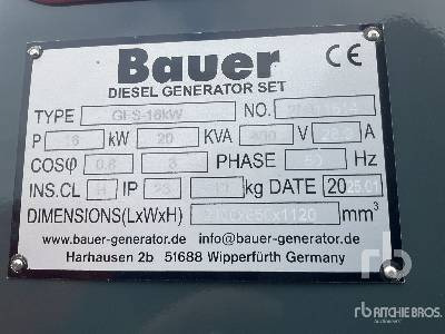 BAUER GENERATOREN GFS-16 ATS 20 kVA (Unused) - Generator set: picture 5 BAUER GENERATOREN GFS-16 ATS 20 kVA (Unused) - Generator set: picture 5