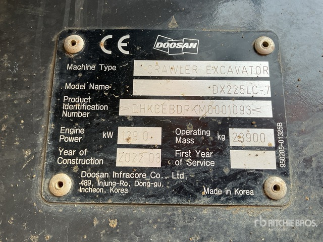 2022 Doosan DX225LC-7 Tracked Excavator - Crawler excavator: picture 1 2022 Doosan DX225LC-7 Tracked Excavator - Crawler excavator: picture 1