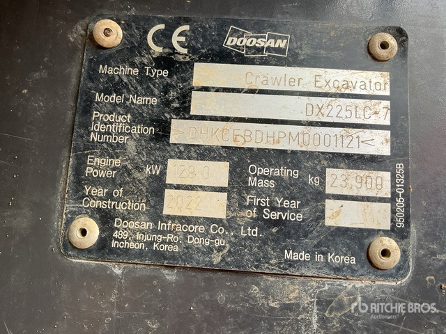 2022 Doosan DX225LC-7 Tracked Excavator - Crawler excavator: picture 3 2022 Doosan DX225LC-7 Tracked Excavator - Crawler excavator: picture 3