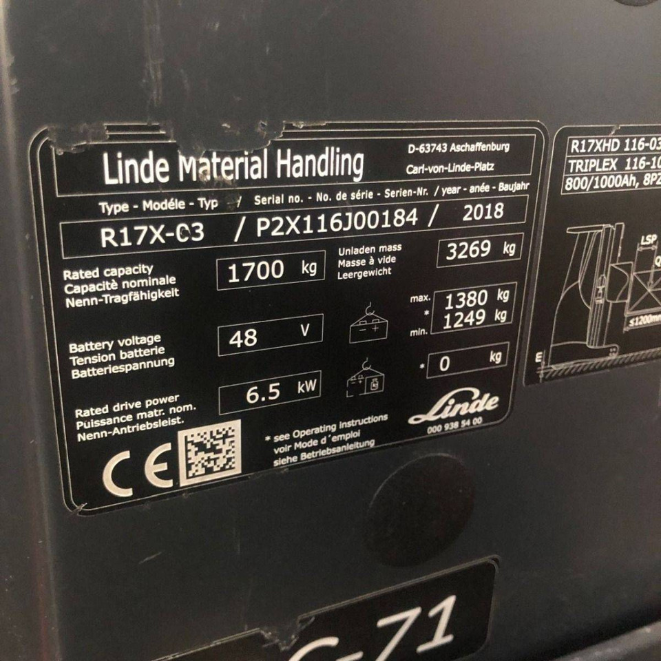 Leasing of Linde R17XHD (116-03) Linde R17XHD (116-03): picture 11 Leasing of Linde R17XHD (116-03) Linde R17XHD (116-03): picture 11