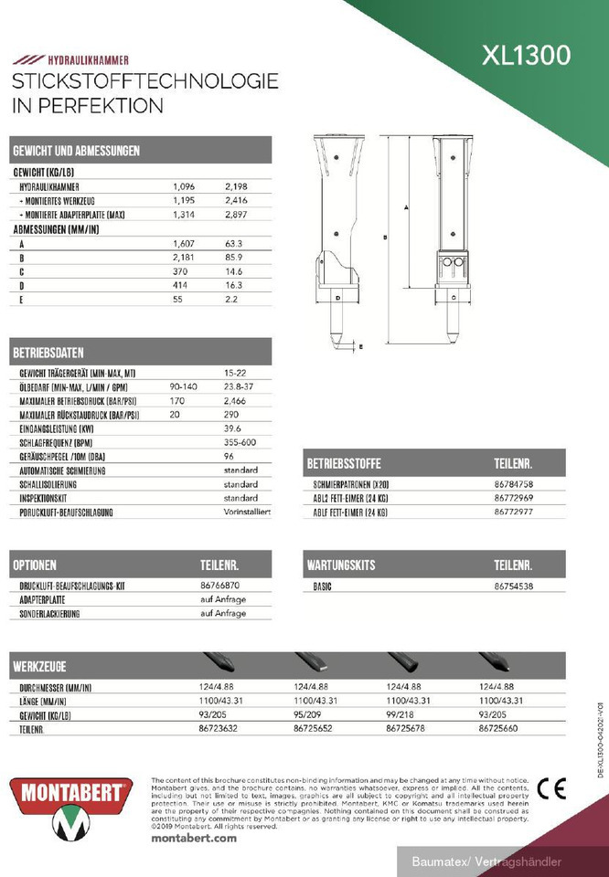 Montabert XL2700, XL1900, XL1700, XL1300, XL1000 - Hydraulic hammer for Construction machinery: picture 5 Montabert XL2700, XL1900, XL1700, XL1300, XL1000 - Hydraulic hammer for Construction machinery: picture 5