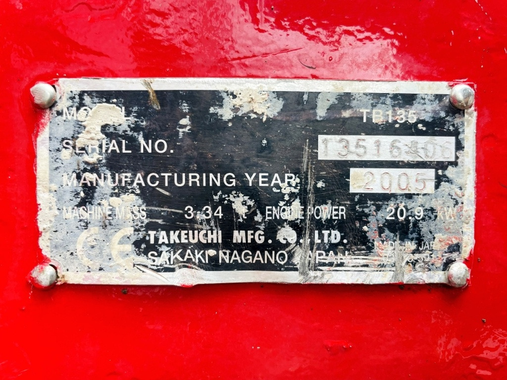 Takeuchi TB135 (4056) - Mini excavator: picture 3 Takeuchi TB135 (4056) - Mini excavator: picture 3