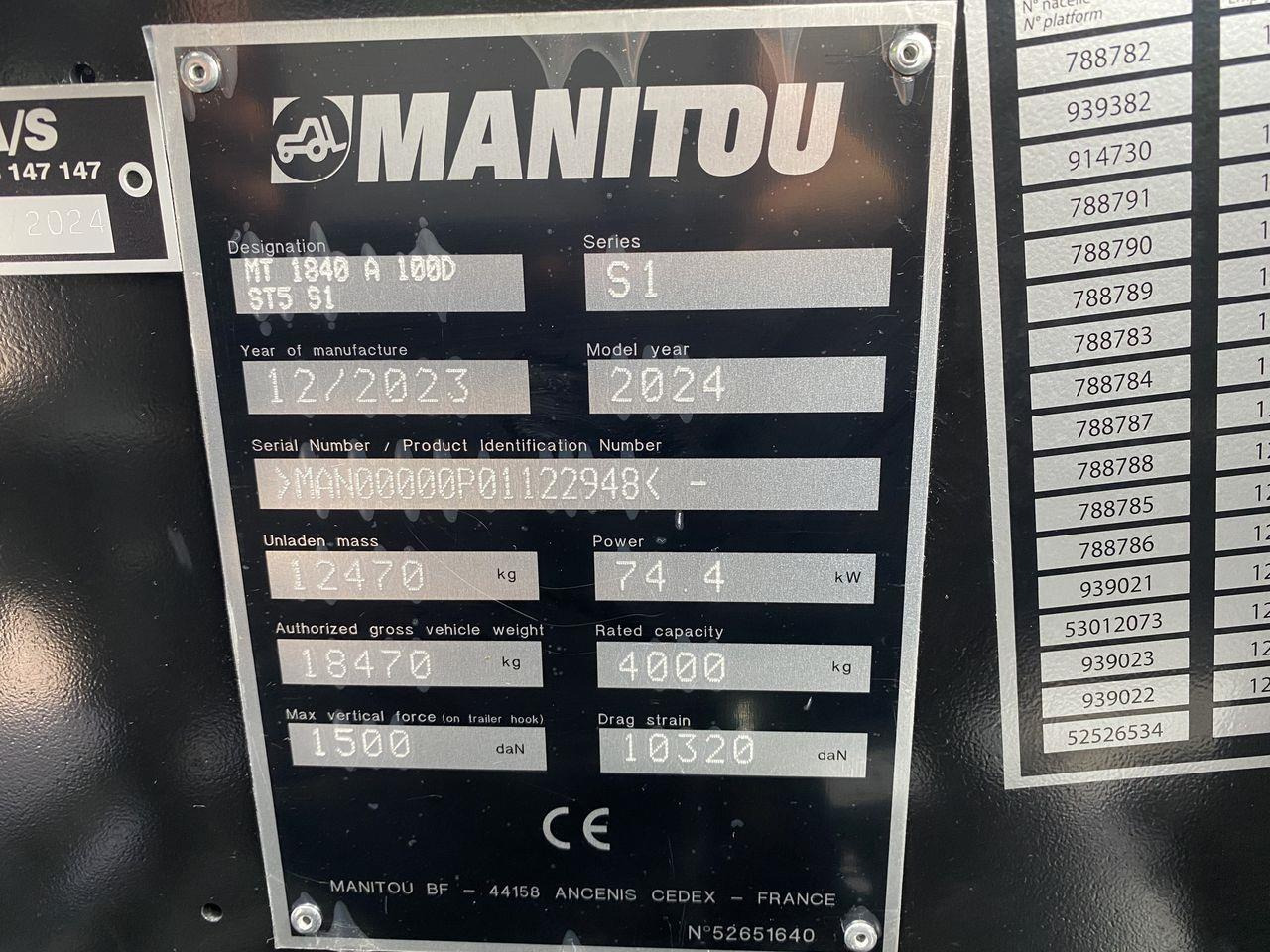 Telescopic handler Manitou MT1840A ST5: picture 10