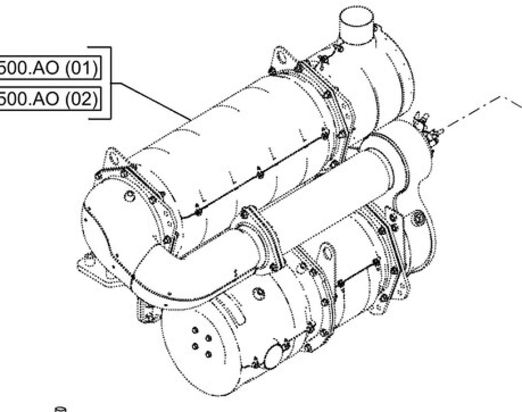 Case 48108098 - 48003497 - Muffler for Construction machinery: picture 1 Case 48108098 - 48003497 - Muffler for Construction machinery: picture 1