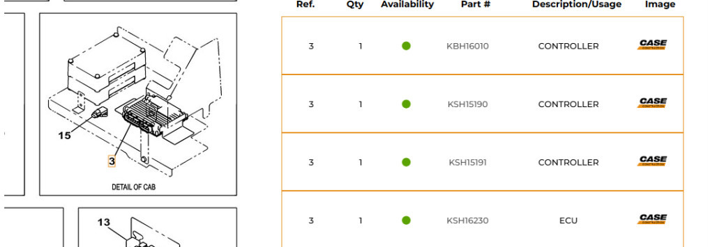 Case KSH15190 - ECU for Construction machinery: picture 2 Case KSH15190 - ECU for Construction machinery: picture 2