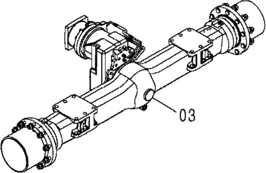 Hitachi 4457336 - 4143000182 - Rear axle for Construction machinery: picture 1 Hitachi 4457336 - 4143000182 - Rear axle for Construction machinery: picture 1