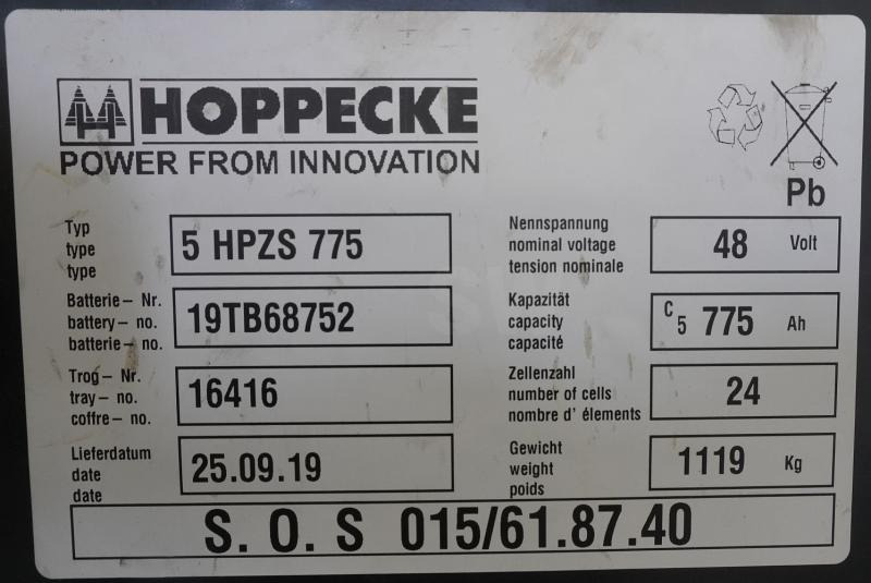 HOPPECKE 48 Volt 5 PzS 775 Ah - Battery for Material handling equipment: picture 5 HOPPECKE 48 Volt 5 PzS 775 Ah - Battery for Material handling equipment: picture 5