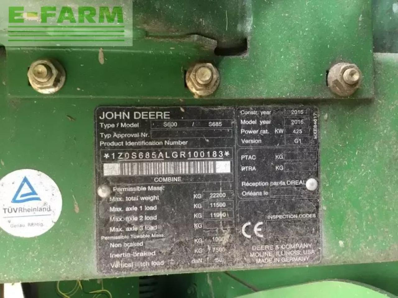 Combine harvester John Deere s685i my16 prod 20: picture 6 Combine harvester John Deere s685i my16 prod 20: picture 6