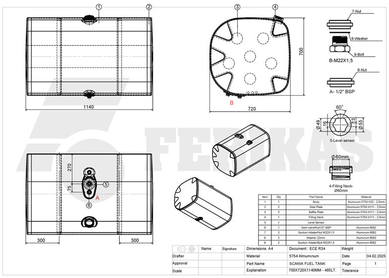 New Fuel tank for Truck Scania New aluminum fuel tank 485L: picture 8