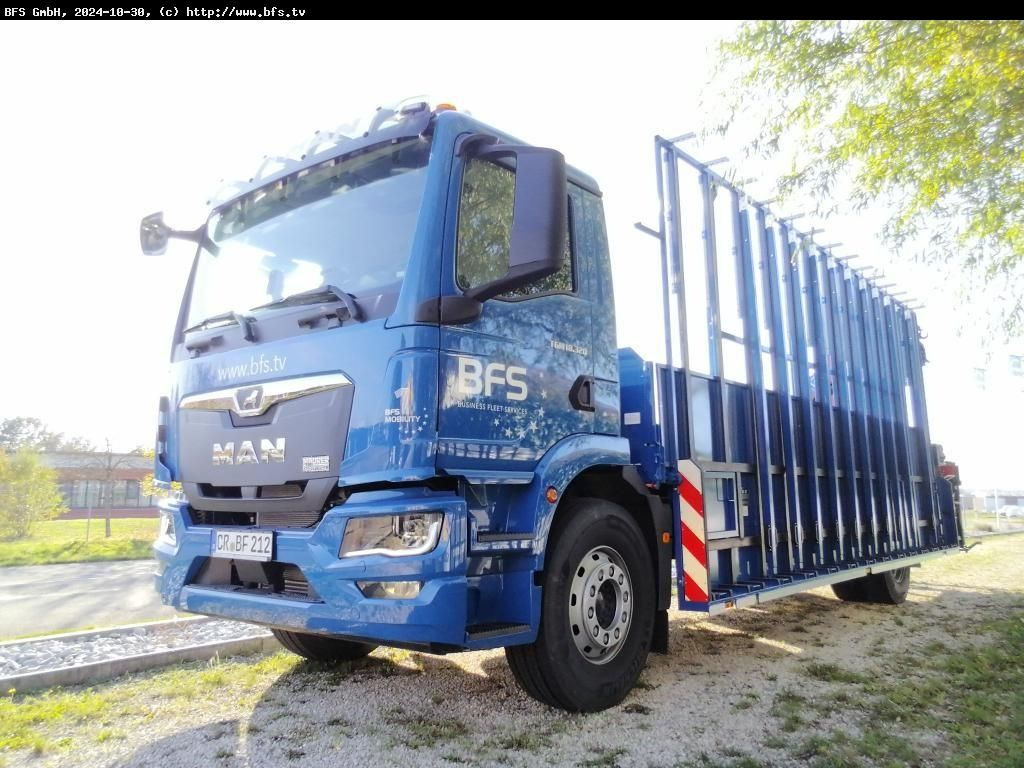 MAN TGM (TG3) 18.320 4x2 BL CH Glastransporter Hegla - Dropside/ Flatbed truck, Crane truck: picture 1 MAN TGM (TG3) 18.320 4x2 BL CH Glastransporter Hegla - Dropside/ Flatbed truck, Crane truck: picture 1