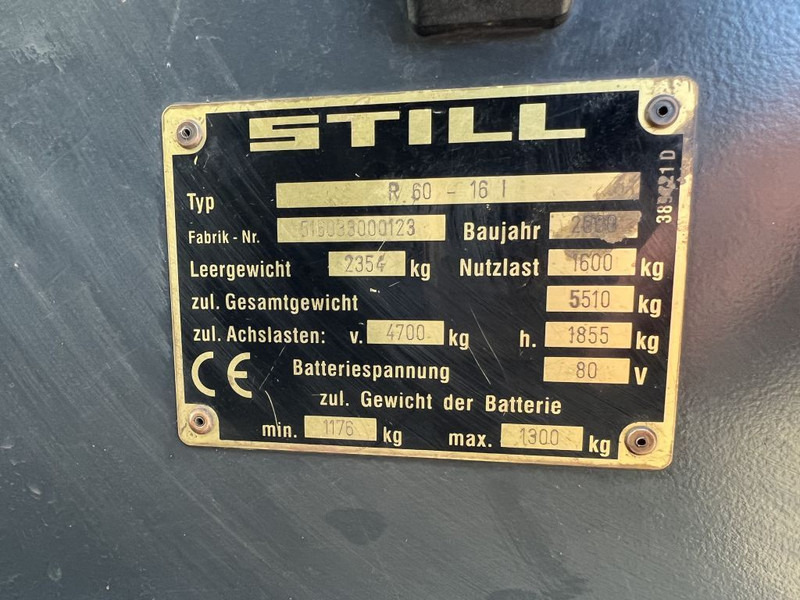Electric forklift Still Heftruck Still R60-16 Triplo 490 Freelift Elektrisch 2000: picture 12