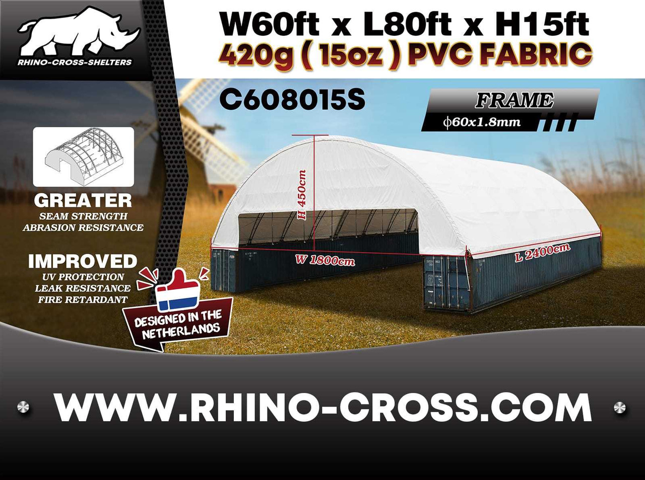 Rhino-Cross-Shelter C608015S 24x18x4,5 m halve cover op beide einden - Storage tank: picture 5 Rhino-Cross-Shelter C608015S 24x18x4,5 m halve cover op beide einden - Storage tank: picture 5