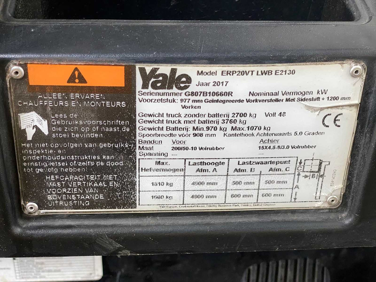 YALE - ERP20VT LWB - FORKLIFT TRIPLEX - FORK POSITIONER - FREELIFT - SIDESHIFT - Forklift: picture 5 YALE - ERP20VT LWB - FORKLIFT TRIPLEX - FORK POSITIONER - FREELIFT - SIDESHIFT - Forklift: picture 5