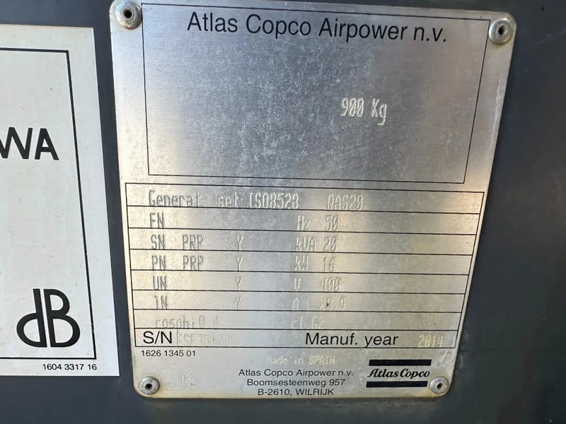 Atlas-Copco QAS 20 Kubota Leroy Somer 20 kVA Silent Rental generatorrset Stage 3A - Generator set: picture 4 Atlas-Copco QAS 20 Kubota Leroy Somer 20 kVA Silent Rental generatorrset Stage 3A - Generator set: picture 4